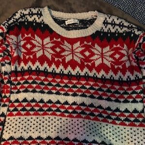 Abercrombie & Fitch Red and Black Crewneck Sweater